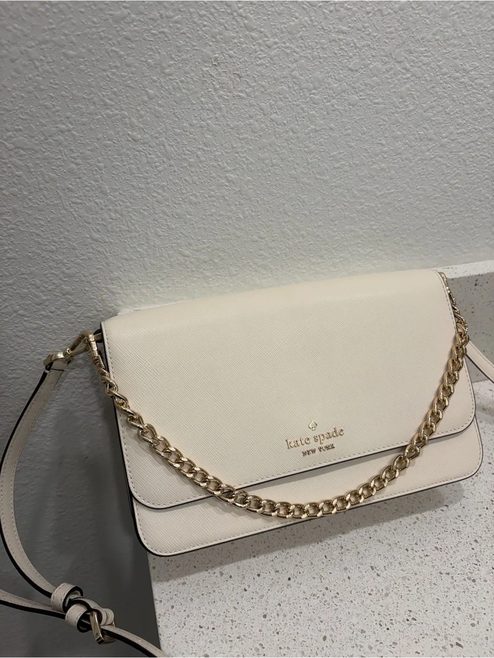 Kate Spade Madison Flap Crossbody Bag White Leather Purse KC430 NWOT Ivory FS